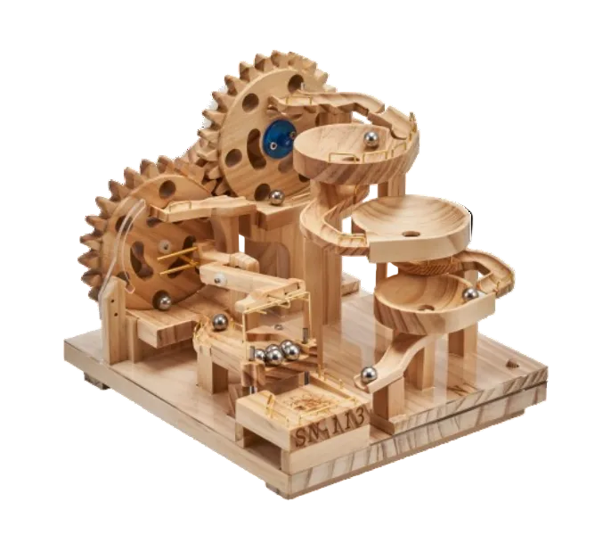 SN-113 Gear Lift Chutes and Bowls — Wooden Marble Run Kit with 1 Module