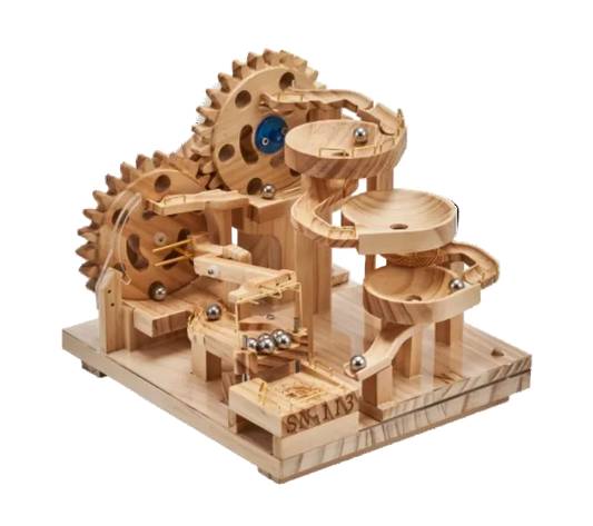 SN-113 Gear Lift Chutes and Bowls — Wooden Marble Run Kit with 1 Module