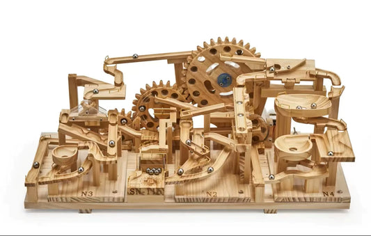 SN-116 Triple Gears Lift — Wooden Marble Run Kit with 3 Modules