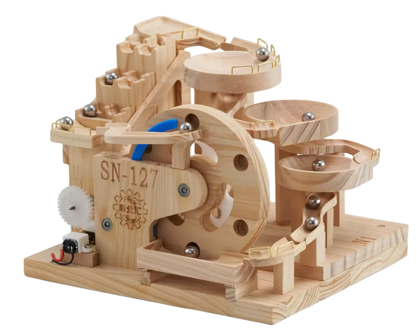 SN-127 Lift Wheel And Bowls — Wooden Marble Run Kit with 1 Module