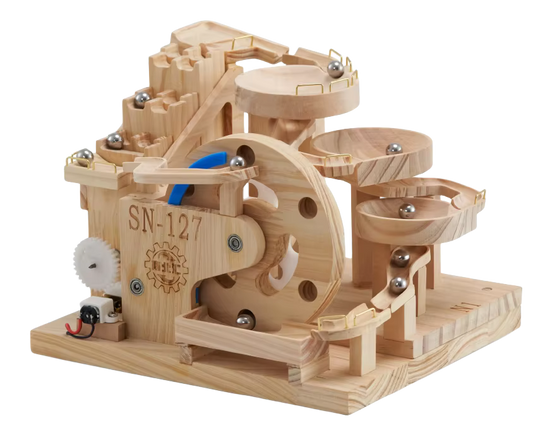 SN-127 Lift Wheel And Bowls — Wooden Marble Run Kit with 1 Module